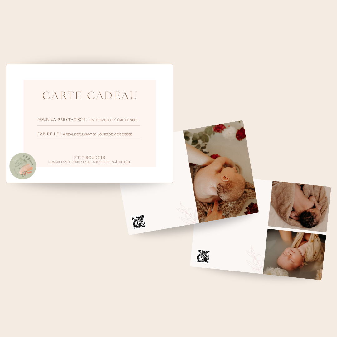 carte cadeau bien être bébé, bain enveloppé, massage, proche de lille